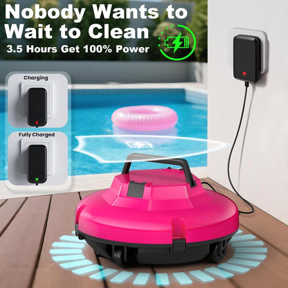 2026 Cordless Robotic Pool Cleaner - 120 Mins Automatic Pool Vacuum for Above Ground Pool & In - Ground Flat Pools up to 1000 Sq.Ft, Robot Pool Cleaner with Self - Parking Tech