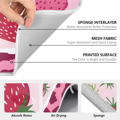 Strawberry Pink Leopard Pattern Dish Drying Mats for Kitchen Counter Mat 18x24 inch Microfiber Dish Drainer Mat Absorbent Draining Mat Rack Mat Dishes Pad