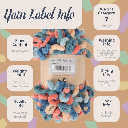 JubileeYarn Fun Finger Loops Yarn - 100g/Skein Jumbo Polyester - Living Coral - 3 Skeins