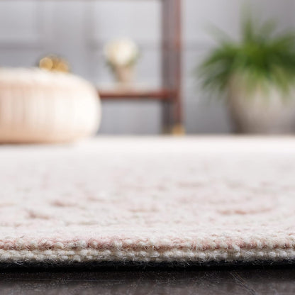 SAFAVIEH Trace Collection Area Rug - 5' x 8', Ivory & Pink, Handmade Wool, Ideal for High Traffic Areas in Living Room, Bedroom (TRC101U)