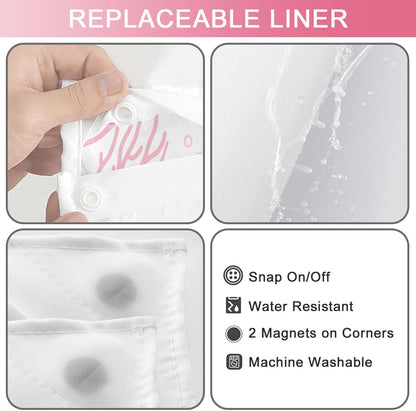 Extra Long No Hook Shower Curtain with Snap in Liner, Beach Ocean Nautical Coastal Shower Curtains and Liner Set for Bathroom, Seashell Fabric Bath Curtain, Waterproof Washable, Pink 71"x84"