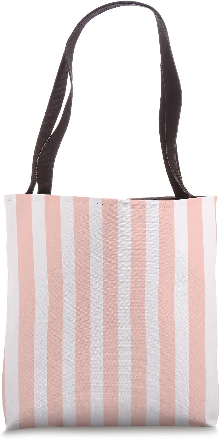 Cute Pastel Peach Pink Striped Pattern Minimalist Tote Bag