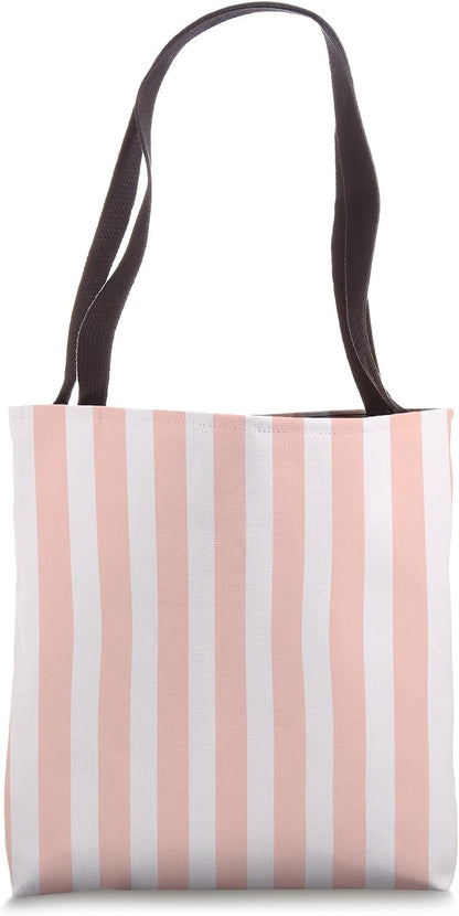 Cute Pastel Peach Pink Striped Pattern Minimalist Tote Bag