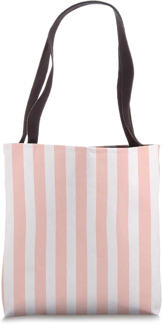 Cute Pastel Peach Pink Striped Pattern Minimalist Tote Bag