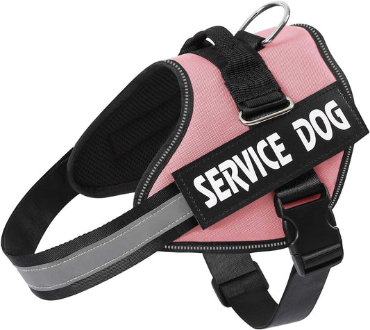 MUMUPET Service Dog Vest, No Pull Reflective Adjustable Harness with Handle, Soft Breathable Padding for Small Dogs, 2 Removable Velcro Patches (Pink, S)