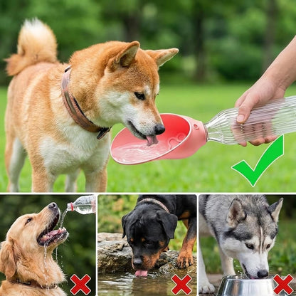 Dog Water Bottle Adapter Portable Silicone Dog Water Dispenser for Standard Water Bottles Leak Proof Outdoor Pet Water Feeder Bowl for Dog Cat Walking Hiking Travel Foldable Leaf Design (Pink)
