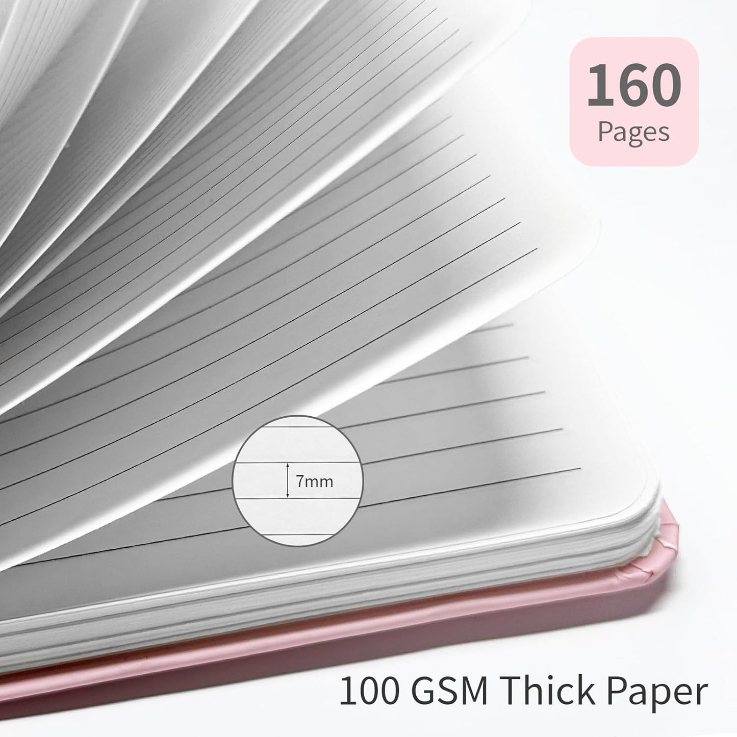 Lined Spiral Notebook 3Pack A5 Pink College Ruled Hardcover Journal 160 Pages-5.67" x 8.4",100 GSM Paper, Spiral Bound Notebook for Work School Note Taking Business