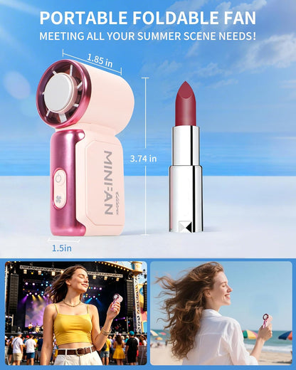 Portable Handheld Mini Fan with Ice Cooler, Speed (1-199), with LED Display, USB Rechargeable Personal Fan Small Pocket Fans for Travel/Outdoor/Home/Office (PINK)