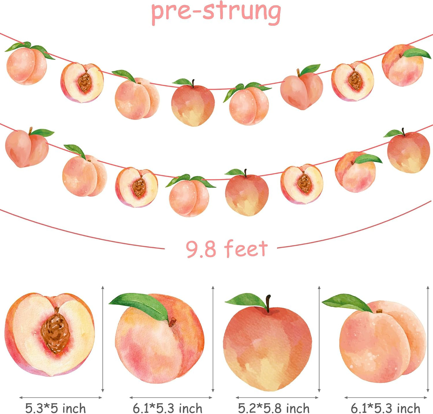 2PCS Pink Peach Cutout Banners Sweet As a Peach Party Decorations Fruit Birthday Party Decorations for Girl Fruit Themed Baby Shower Wedding Supplies