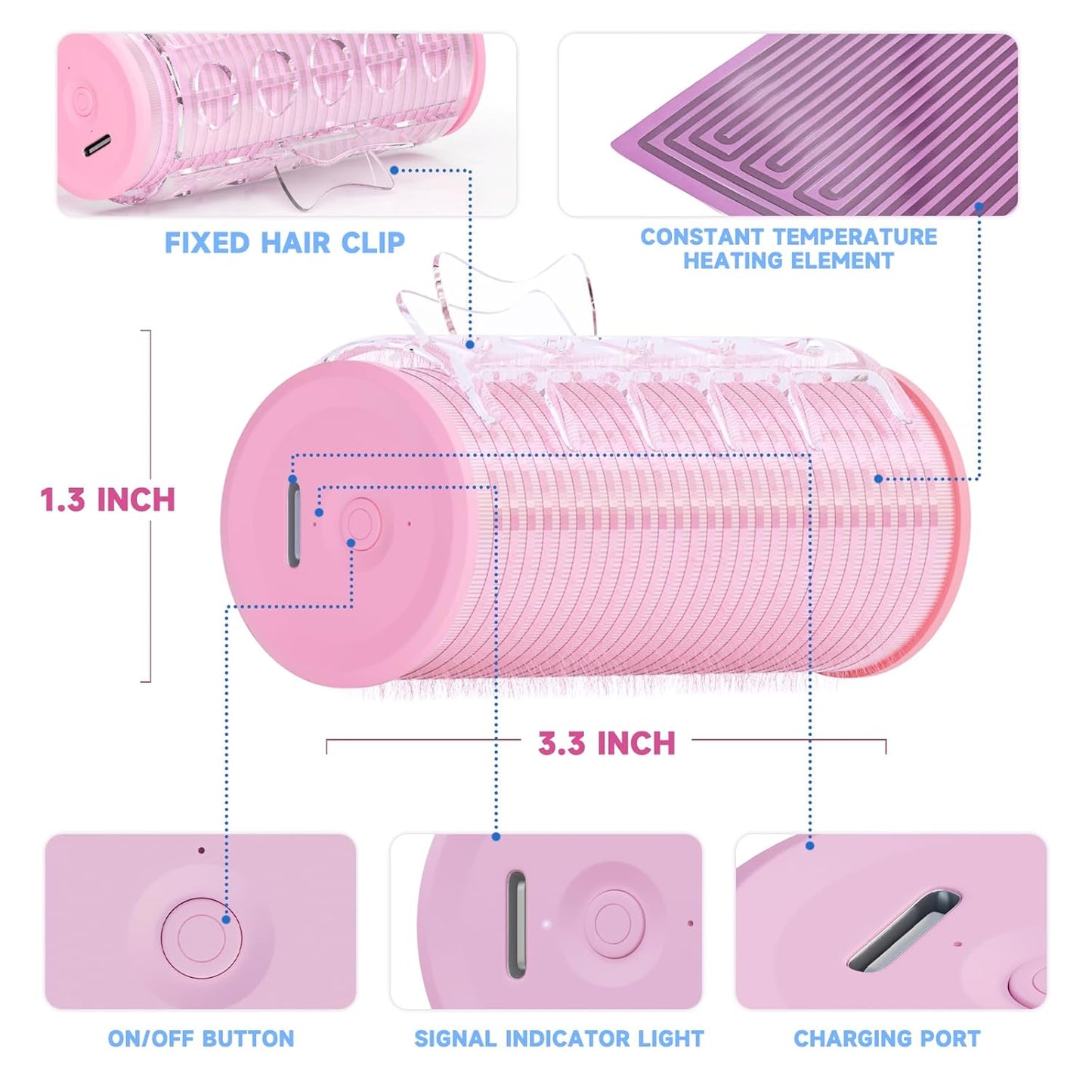 Rechargeable Electric Hair Rollers, 2pcs Mini USB Heated Bangs Roller Set, Portable Bangs Curler for Hair Styling Tool, Cordless Heated Hair Curler with Auto Shutoff, Bangs Hot Roller DIY Hairstyles