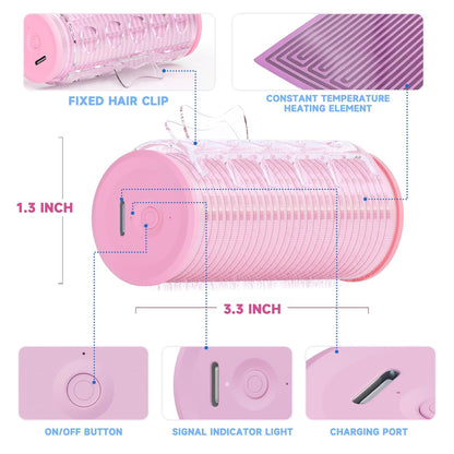 Rechargeable Electric Hair Rollers, 2pcs Mini USB Heated Bangs Roller Set, Portable Bangs Curler for Hair Styling Tool, Cordless Heated Hair Curler with Auto Shutoff, Bangs Hot Roller DIY Hairstyles