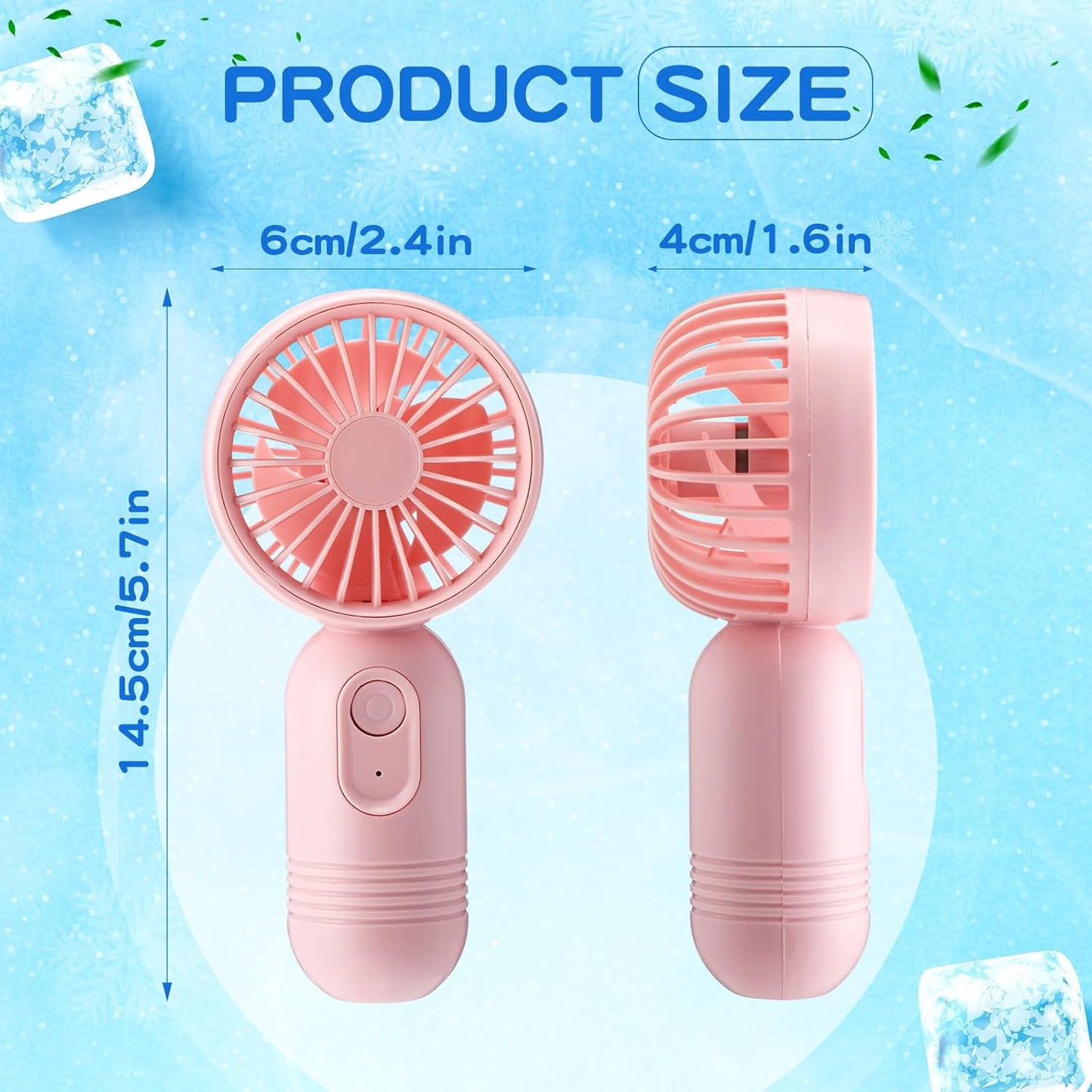 Rossesay 12 Pack Mini Portable Handheld Fan Bulk for Travel 3 Speeds, Rechargeable USB Battery Operated, Small Personal Eyelash Fans for Women Men Indoor Outdoor(Pink,Classic Style)