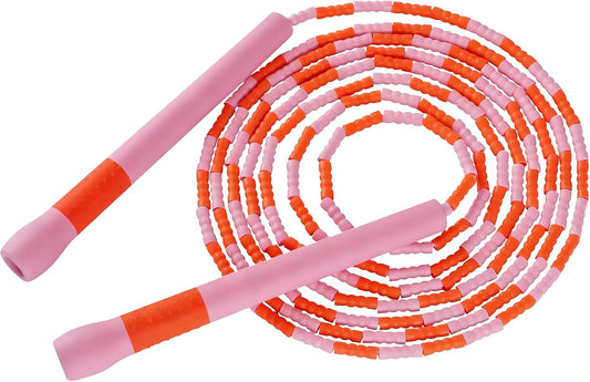 YUEDONG Beaded Jump Rope for Fitness, Adjustable Jump Rope with 19.5cm Extra-Long Anti-Slip Handles, Lightweight TPU Beaded Rope for Adults, Cardio, Exercise, Freestyle and Endurance Training