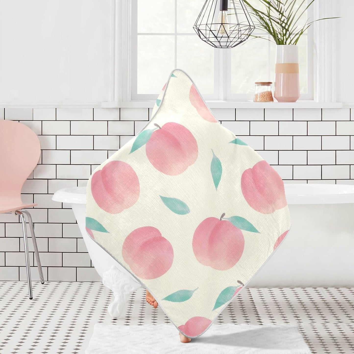 YETTASBIN Peach Baby Towel, Ultra Soft Absorbent Cotton Baby Hooded Bath Towel for Newborn Baby Boy Girl, Toddler, Infant Registry Gift - 30 x 30 Inch