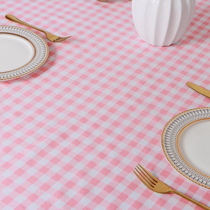 ShinyBeauty Pink Gingham Tablecloth Cotton Table Cloth 54X54 Inch Pink and White Tablecloth Check Table Cloth Square Outdoor Tablecloth Blush Pink Tablecloth Picnic Table Overlay