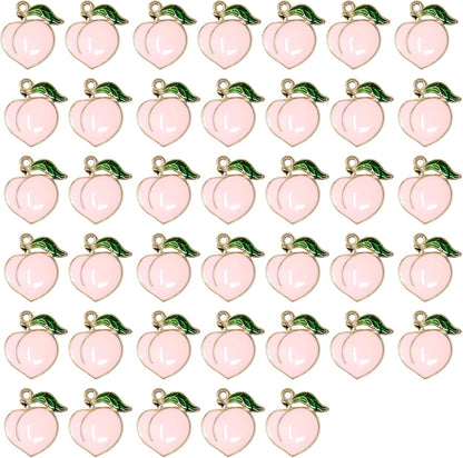 yueton 40PCS Enamel Alloy Charms: Dainty Pink Peach Pendants for Jewelry Making