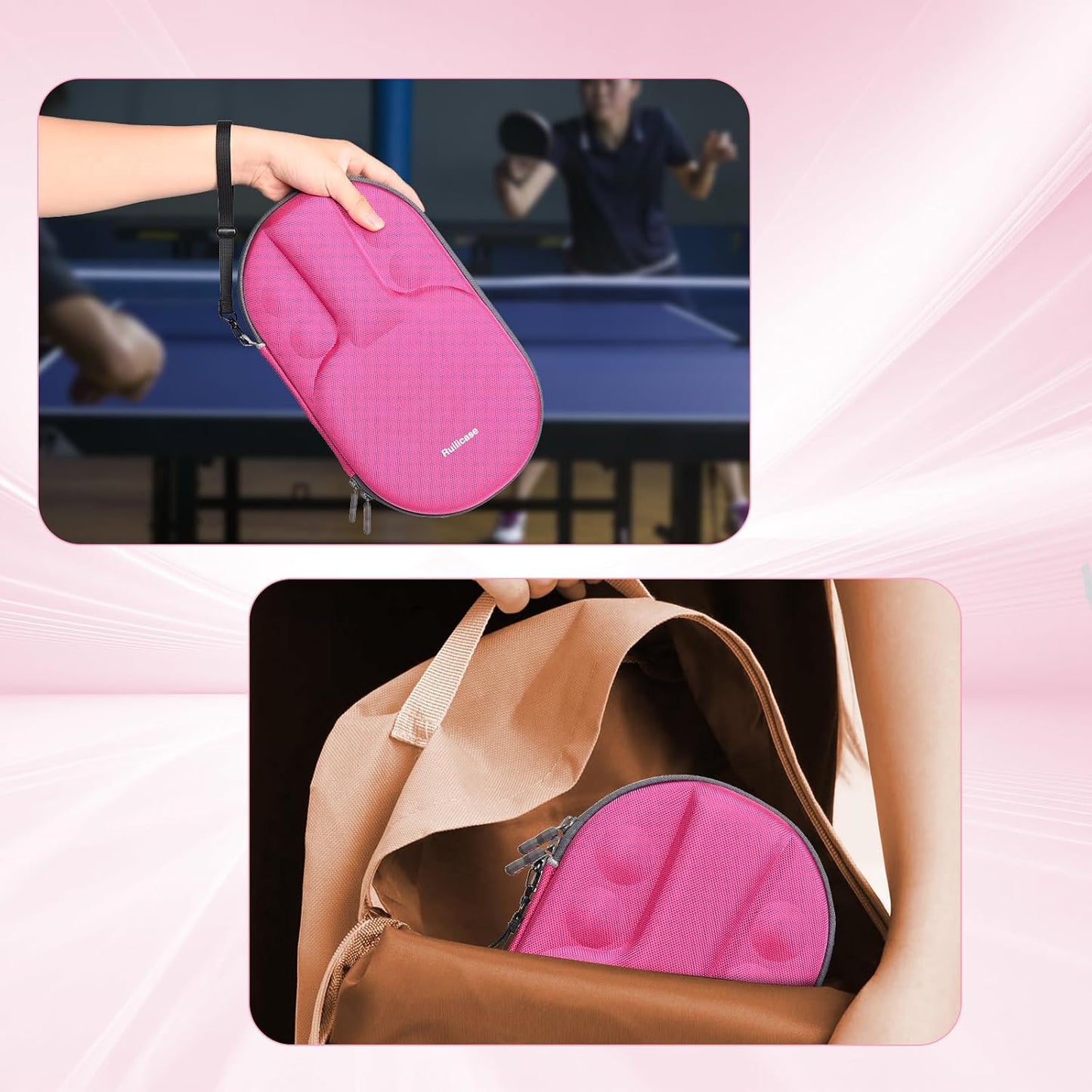 Carrying Case for Ping Pong Paddles/Table Tennis Paddles/Racquet Cyber Shape Hexagon,Fits for 2 Paddles and 4 balls
