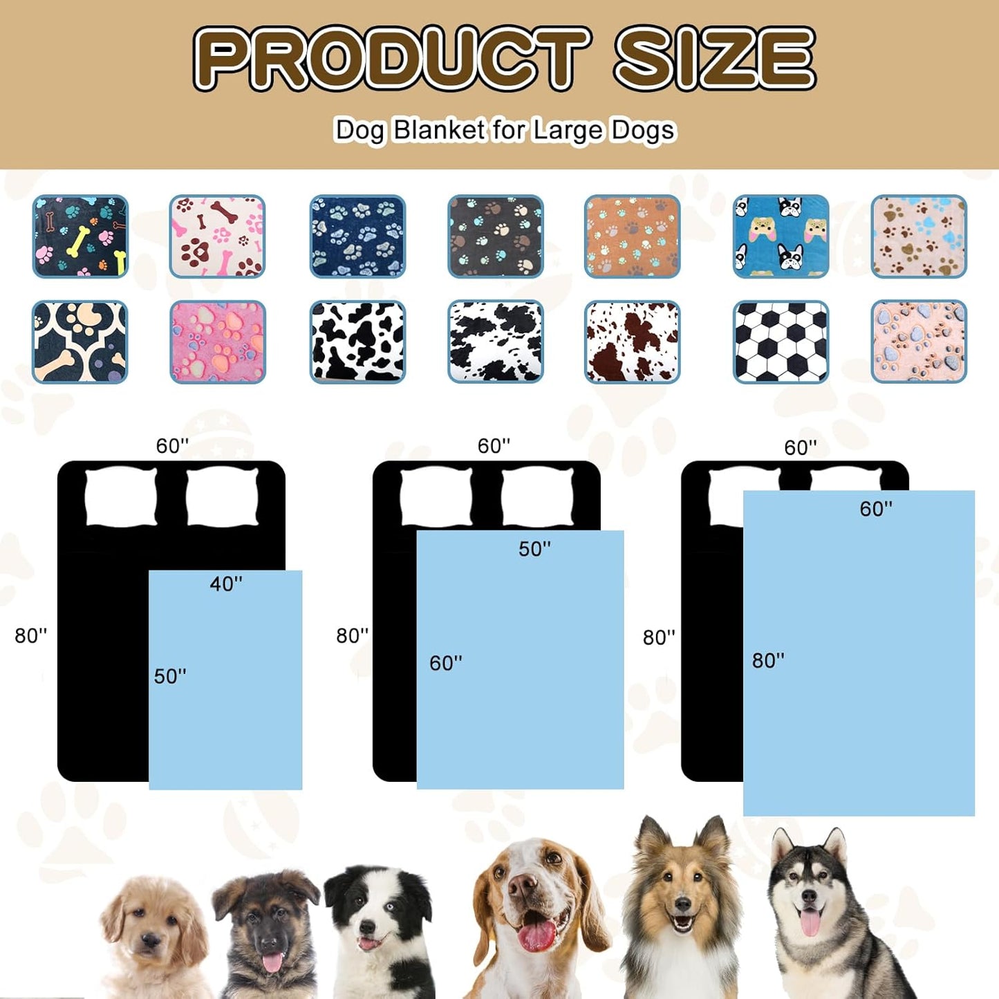 Rezutan Upgraded Dog Blankets for Large Dogs, Dog Cat Blankets Washable 40" x 50", Soft Pet Mat Throw Cover for Kennel Crate Bed, Cute Paw Pattern, Dog Blanket, Pet Blanket （1 Pack Pink）