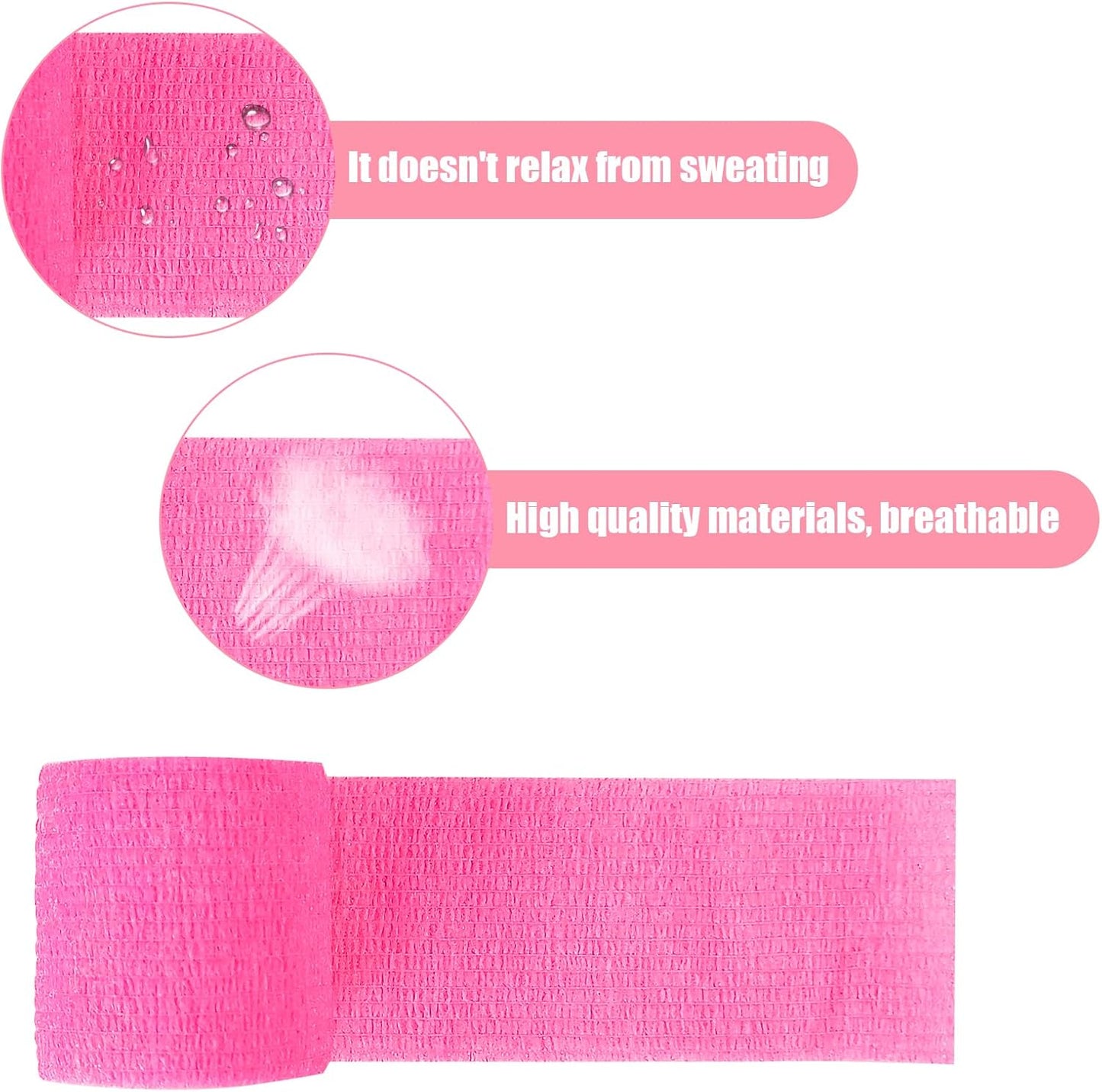 12 Rolls Athletic Pre Wrap Tape, 2 Inch x 5 Yards Self Adhesive Bandage Wrap, Cohesive Bandages for Athletic Baseball, Sports, Pets, Wrist, Ankle, Hands, Knees (Pink)