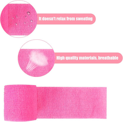 12 Rolls Athletic Pre Wrap Tape, 2 Inch x 5 Yards Self Adhesive Bandage Wrap, Cohesive Bandages for Athletic Baseball, Sports, Pets, Wrist, Ankle, Hands, Knees (Pink)