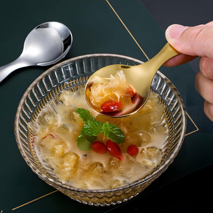 5PCS Short Handle Spoon, Stainless Steel Mini Spoons Thickened Small Round Spoon For Salt Condiments Dessert Tea Coffee (Rose Gold)