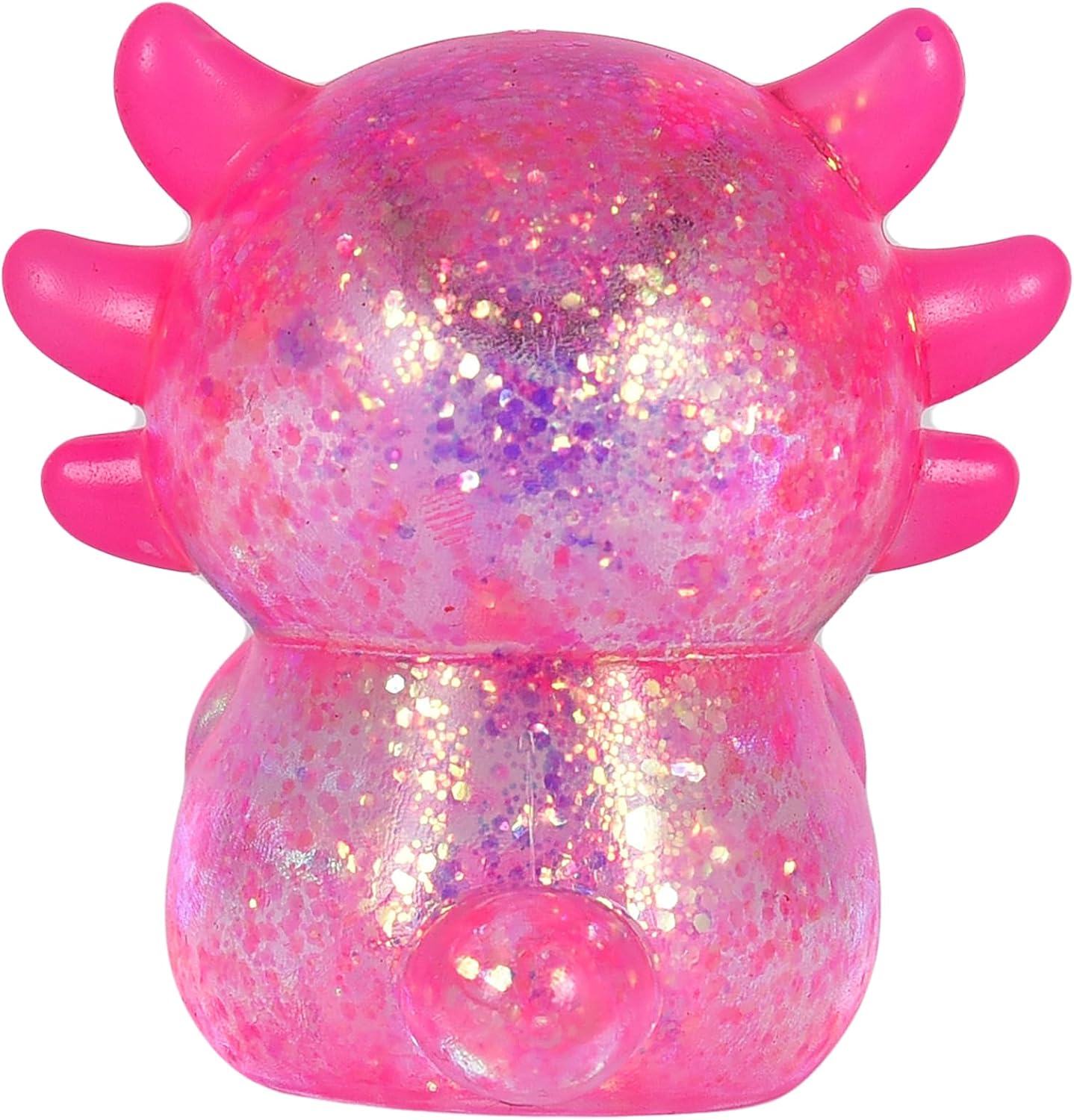 Axolotl Squishy Stress Relief Toy – Glitter Fidget Toy Cute Squeeze Toy for Kids & Adults, Sensory Anxiety Relief Squishy Toy, Party Favor Desk Fidget (Pink Sitting Style)