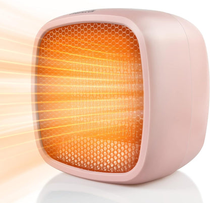 Portable Space Heater, YOUCIDI 1000W/800W Ceramic Electric Heater, Compact Small Warmer, Heat Up in 2 Seconds, Safe and Quiet for Office Room Desk Indoor Use (Pink)