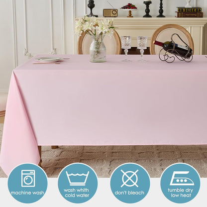 VidaFete Tablecloth 10 Pack 90 * 132inch Rectangle Table Cloth Polyester, Stain Wrinkle Resistant Polyester Dining Table Cover for Kitchen Dinning Party Wedding Rectangular Buffet Decoration(Pink)