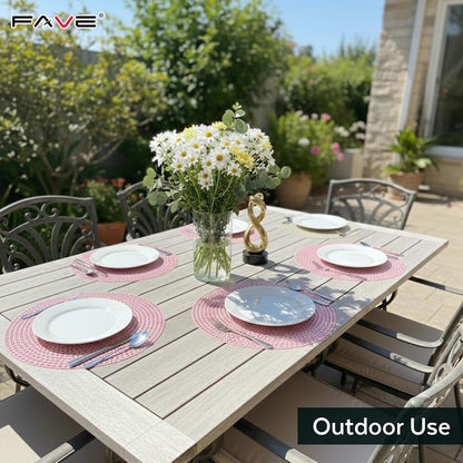 FAVE Pink Vinyl 6PC Round Placemats, Washable Table Mats for dinnner Party