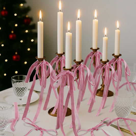 Knitgrip 24 Pcs Pink Christmas Napkin Rings Vintage Chic Velvet Bow Xmas Napkin Holder Rings Buckle for Christmas Holiday Birthday Serviette Party Anniversary Wedding Dining Table Decoration