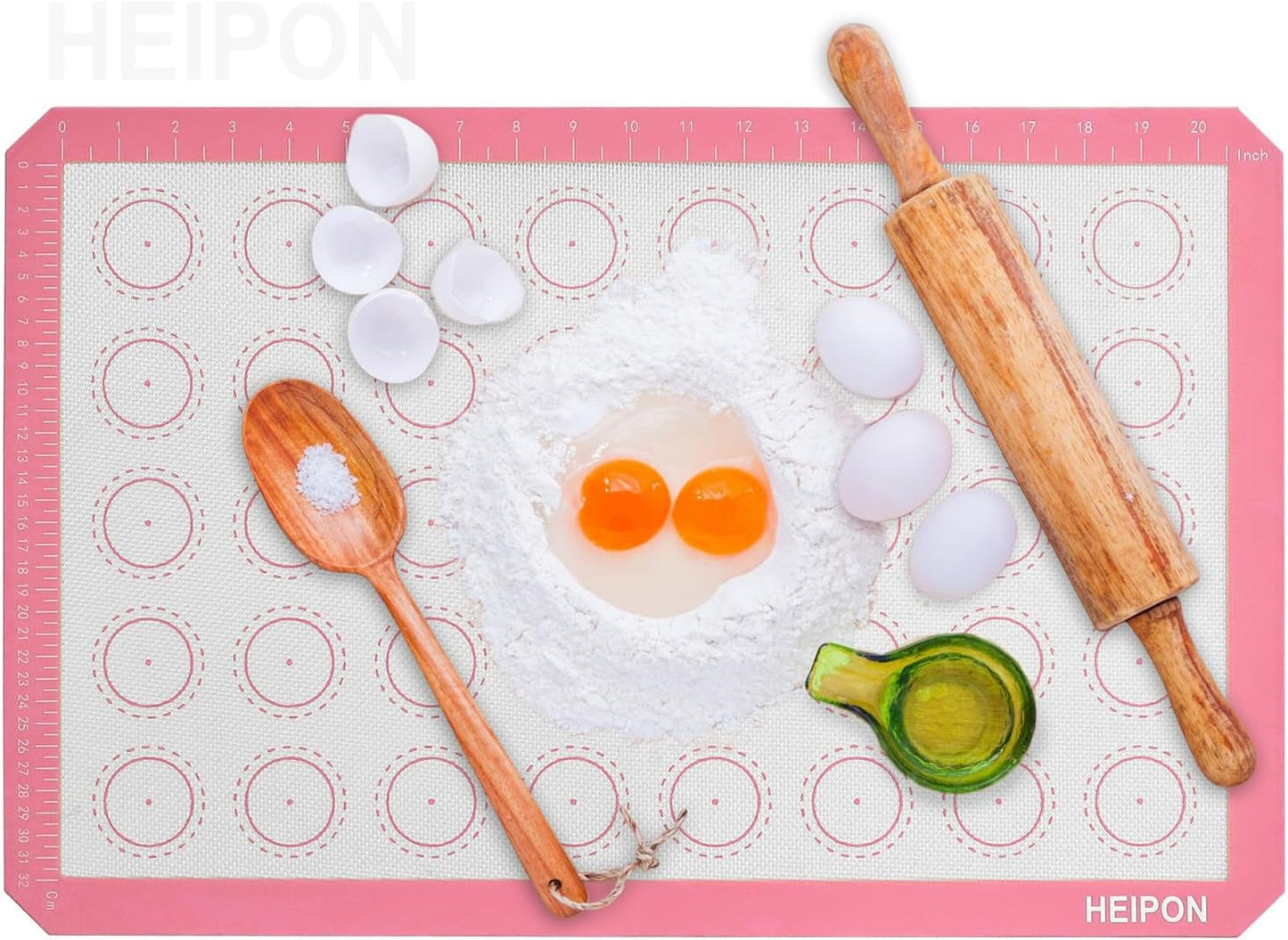 Macaron Silicone Baking Mats,22.44"Lx14.57"W,Pastry Mats Rolling Dough,Non-Stick,40 Macaron Molds,Cookie Sheet Liners,Reusable Baking Mat (2, Pink)