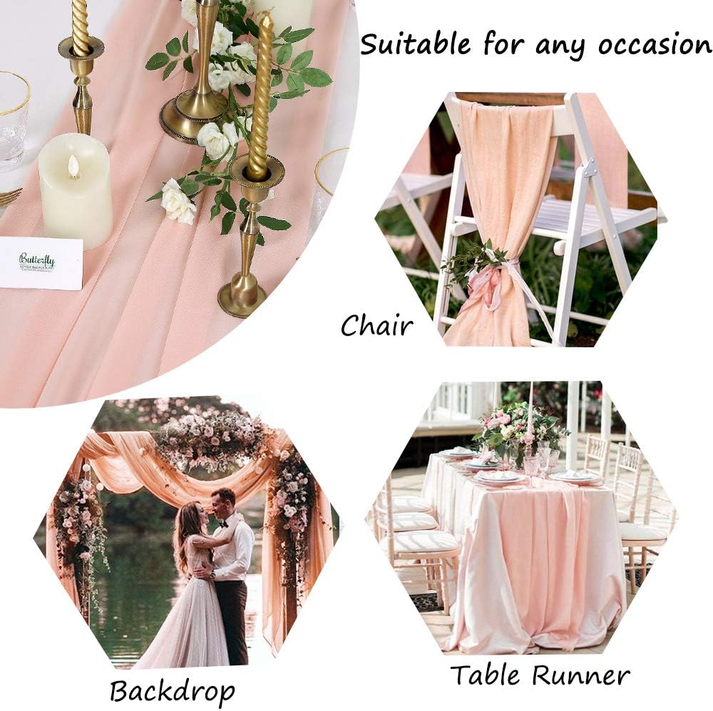 Chiffon Table Runner Light Peach Sheer Table Runner 5 Pieces Wedding Decorations for Wedding Holiday Table Decorations-27x120 inch