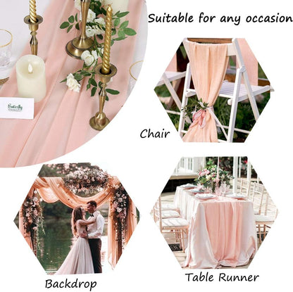 Chiffon Table Runner Light Peach Sheer Table Runner 5 Pieces Wedding Decorations for Wedding Holiday Table Decorations-27x120 inch