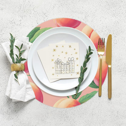 Round Placemat Set of 4-15 Inch Non Slip Heat Resistant Table Mats Washable Place Mats for Kitchen Dining Party Table Decor Peach Fruit Pattern