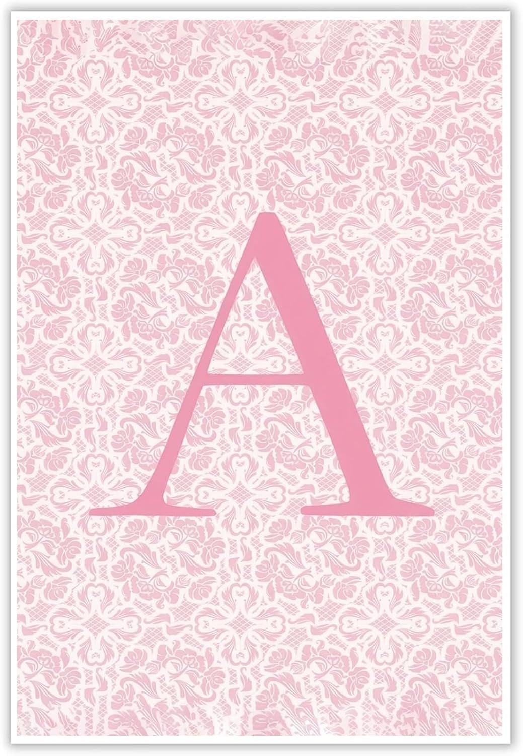 Pink Canvas Prints Modern Wall Art Personalized Initial Poster Floral Initial Print Simple and Romantic Pink Alphabet A Poster16x24 Inch Frameless Waterproof Painting for Home Gallery Hallway Entrance