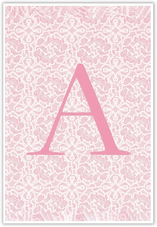 Pink Canvas Prints Modern Wall Art Personalized Initial Poster Floral Initial Print Simple and Romantic Pink Alphabet A Poster16x24 Inch Frameless Waterproof Painting for Home Gallery Hallway Entrance