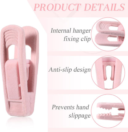 Pink Velvet Hangers Clips, 80 Pack Strong Finger Clips Velvet Pants Hanger Velvets Clip Skirt Hanger Clip for Thin Velvets Clothes Suit Hangers