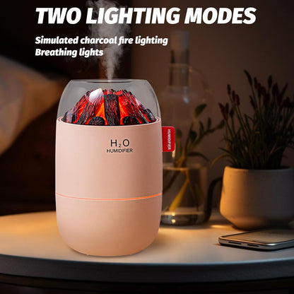 Portable Mini Humidifier for Desk Bedroom Indoor Plant, 280 ml Humidifier for Office Small Room, USB Powered Quiet Cool Mist Humidification Night Light (Pink)