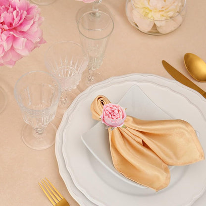 12 Pack Flower Napkin Rings, Pink Rose Artificial Peony Flower Heads Handmade Napkin Holder Rings for Wedding Home Birthday Party Christmas Thanksgiving Valentine's Day Decorations