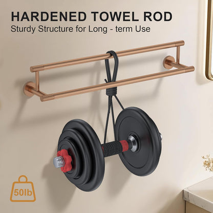 Double Towel Bar 24 Inch, Rose Gold SUS304 Stainless Steel Towel Racks for Bathroom - Wall Mounted Bathroom Towel Holder Quick Drying Hand Towel Bar for Walls