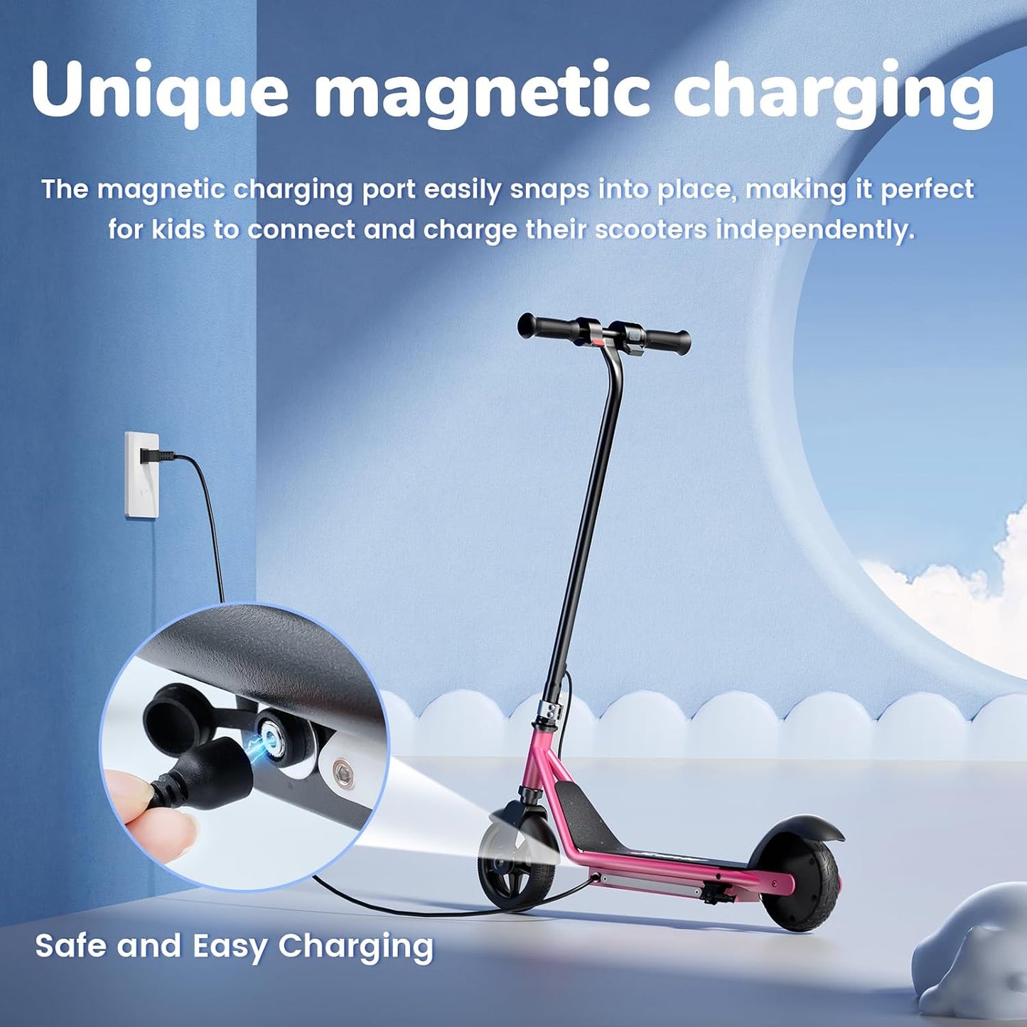 iScooter IK3 Serious Electric Scooter for Kids Aged 6-12, 3/6/10MPH Speed, Dual Brake System, 3 Heights (IK3Pro), Magnetic Charging, Colorful Lights, LED Display, 150W Motor Kids Scooter