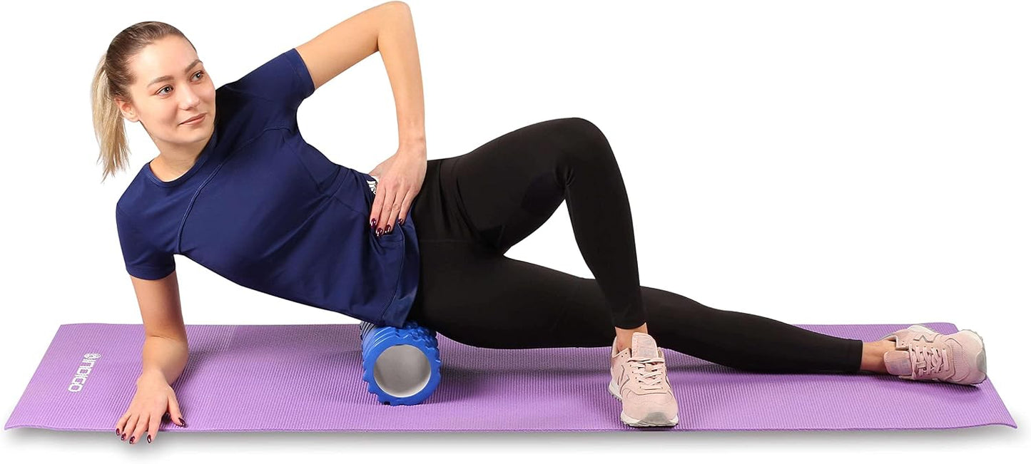 DRUNA Foam Roller for Muscle Massage, Pilates & Yoga 13"x5.5" Medium Firm PVC Foam Roller for Deep Tissue Massage, Recovery & Flexibility (Pink)