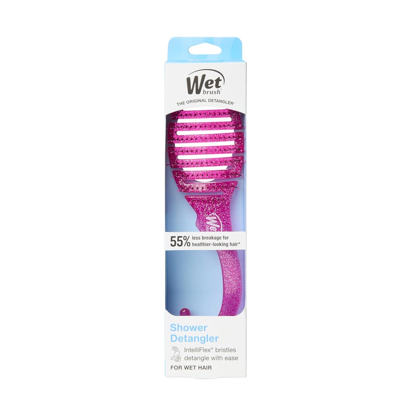 Wet Brush Shower Hair Brush Detangler - Exclusive Ultra-soft IntelliFlex Bristles - Minimizes Pain And Protects Against Split Ends and Breakage - Comb For Women, Men, Wet & Dry Hair - Pink Glitter