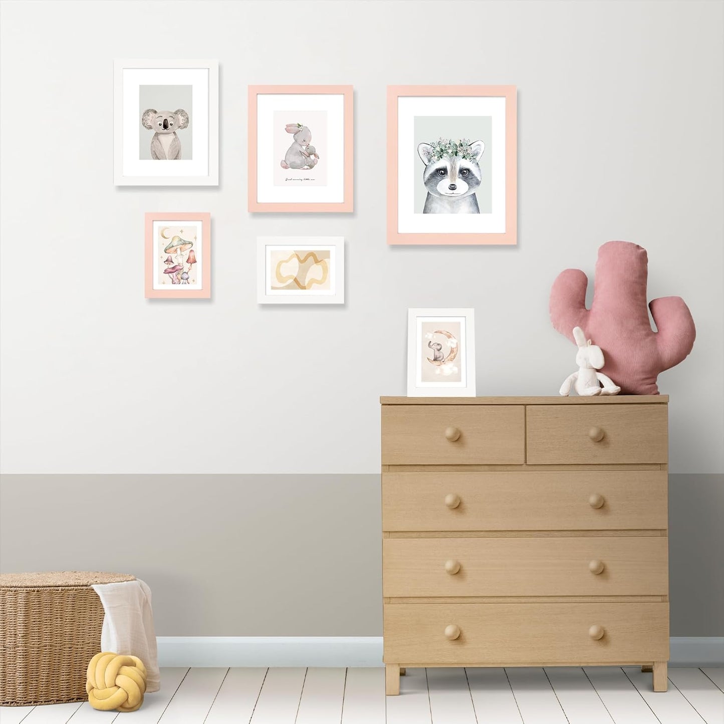 Hongkee 5x7 Picture Frame (4 Pack, Pink) Made of Real Glass and Wooden Frame - Display Pictures 4x6 with Mat or 5x7 Without Mat, 5 by 7 Photo Frames TableTop Display and Wall Mounting
