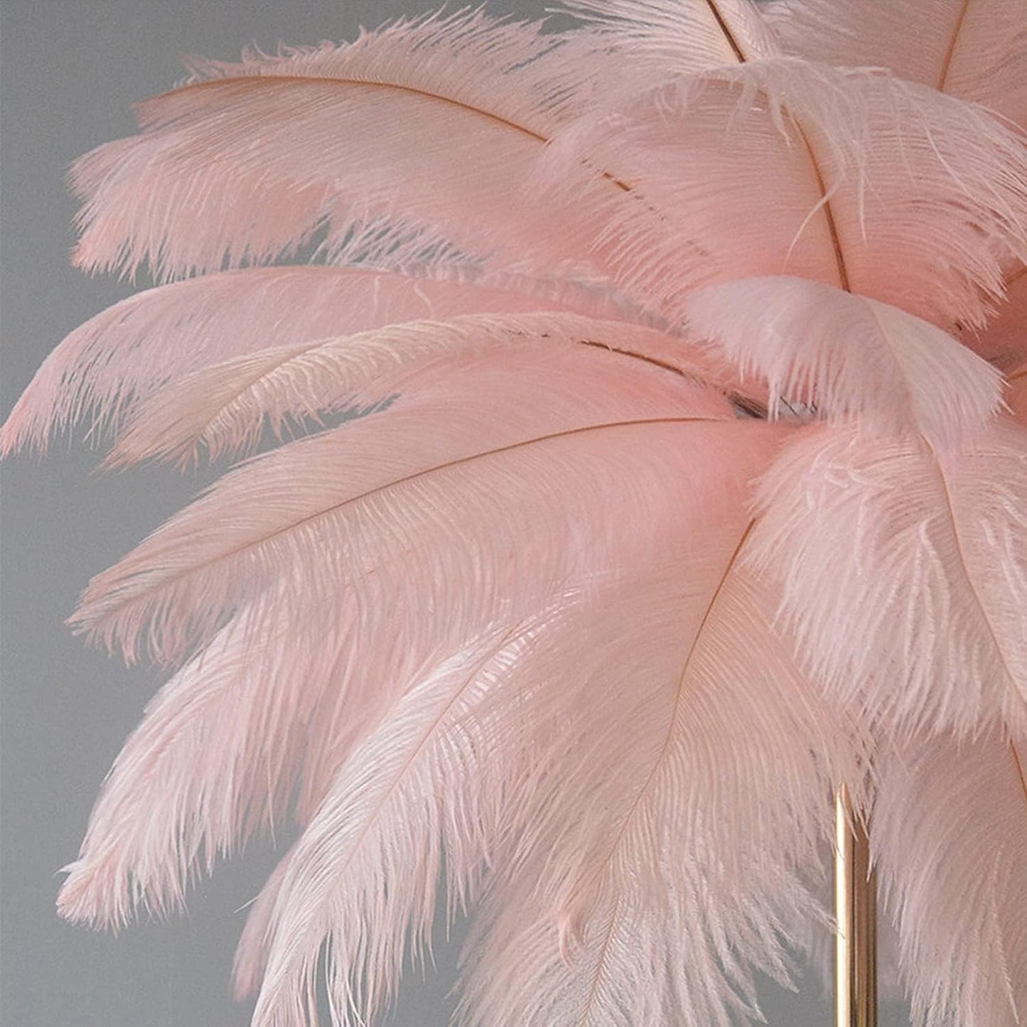 Modern Feather Floor Lamp with 48 Ostrich Feathers, 3-Temperature Dimmable Bulbs - Bedside Reading Light for Girls Bedroom Decor,Bean Paste,Large