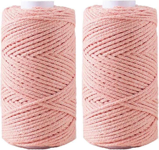 300g Hollow Round Rope Yarn Cotton Crochet Bag Basket Thread (Peach Pink)