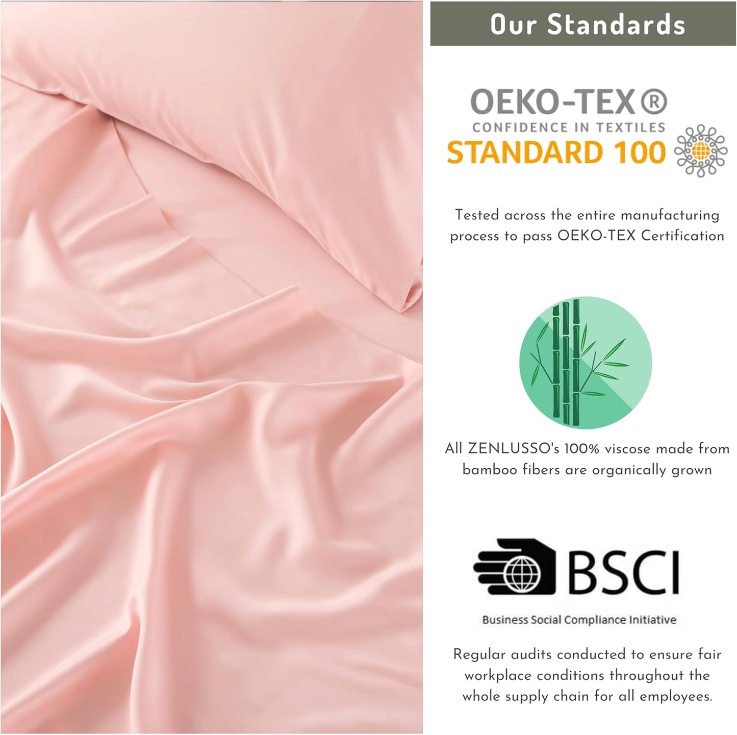 King Sheets, 100% Viscose Made from Bamboo Sheet Set, Cooling, Head Foot Tags with 16” Deep Pocket, Luxuriously Soft 4 Piece Bed Sheet Set (Light Pink, King)