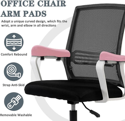2 Pack Office Chair Armrest Pads Covers,Arm Rest Pad with Memory Foam Elbow Pillow for Forearm Pressure Relief, Arm Rest Covers for Office Chairs, Wheelchair, Comfy Gaming Chair (Pink)