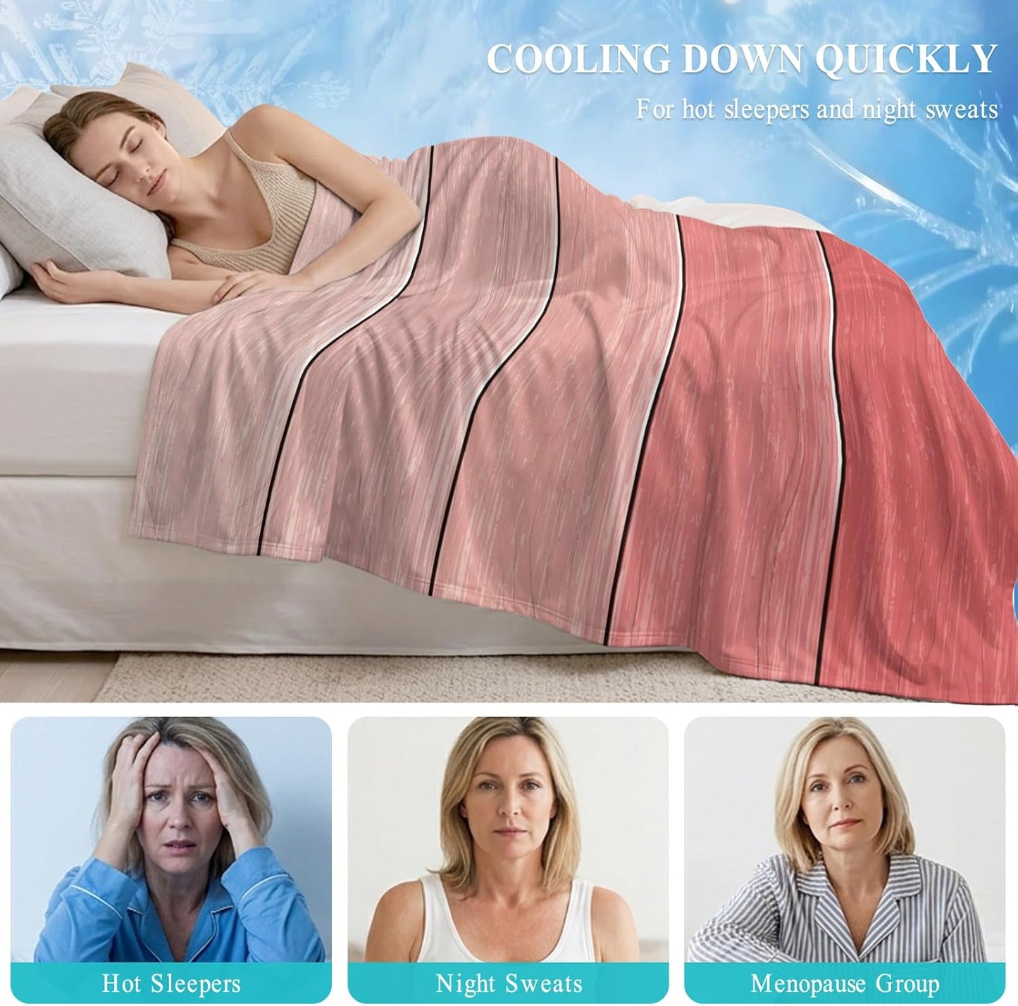 50"x60" Standard Throw Cooling Blanket Peach Pink Wood Grain Ice Silk Lightweight Breathable Soft Summer Blanket for Hot Sleepers Couch Bed Sofa Camping Farmhouse Wooden