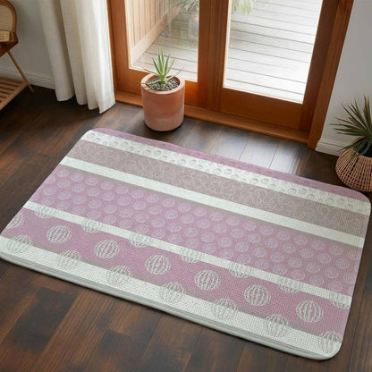 Bathroom Rugs 31.5x47.2 Inch, Farm Fruits Non Slip Rugs Washable Low Pile, Watermelon Lemons Peach Pink Grey Striped Front Door Mat Entryway Rug with Rubber Backing
